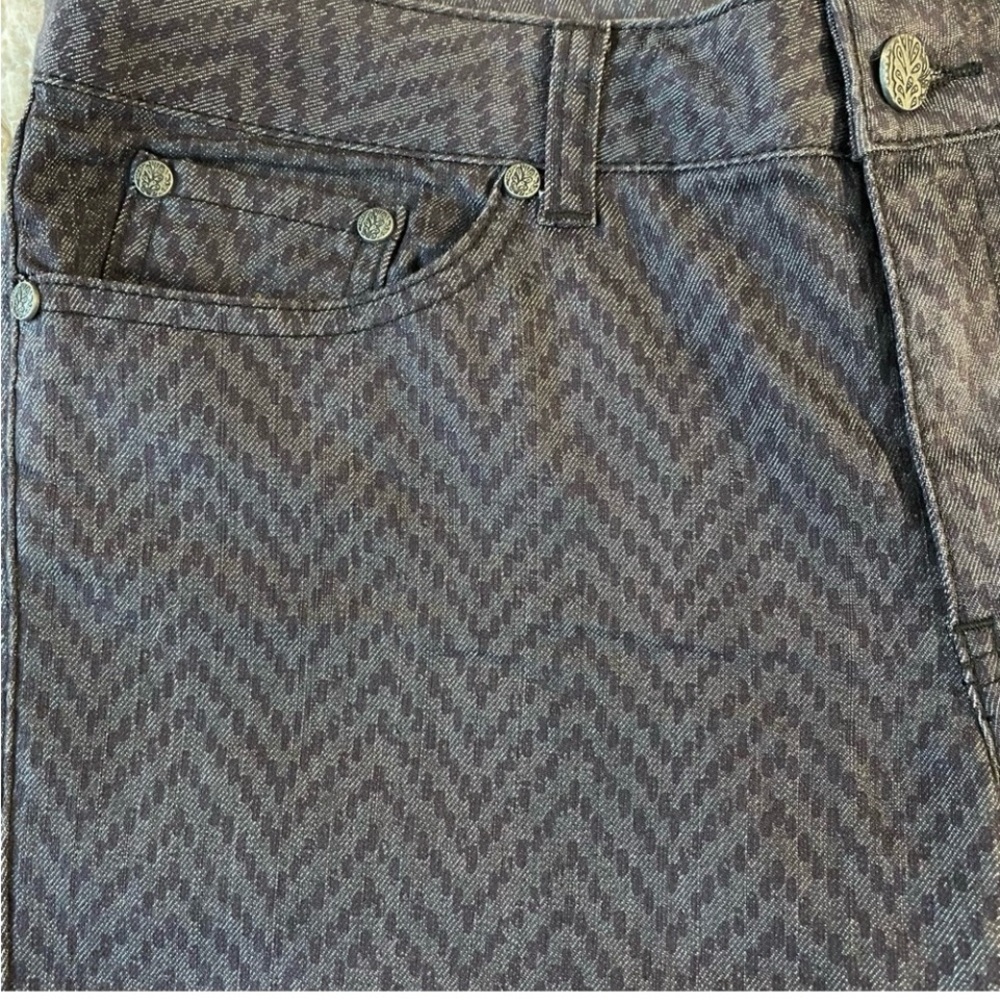 Prana Womens Kara Herringbone Pattern Gray Mid Rise Pants Jeans Size 8 Skinny